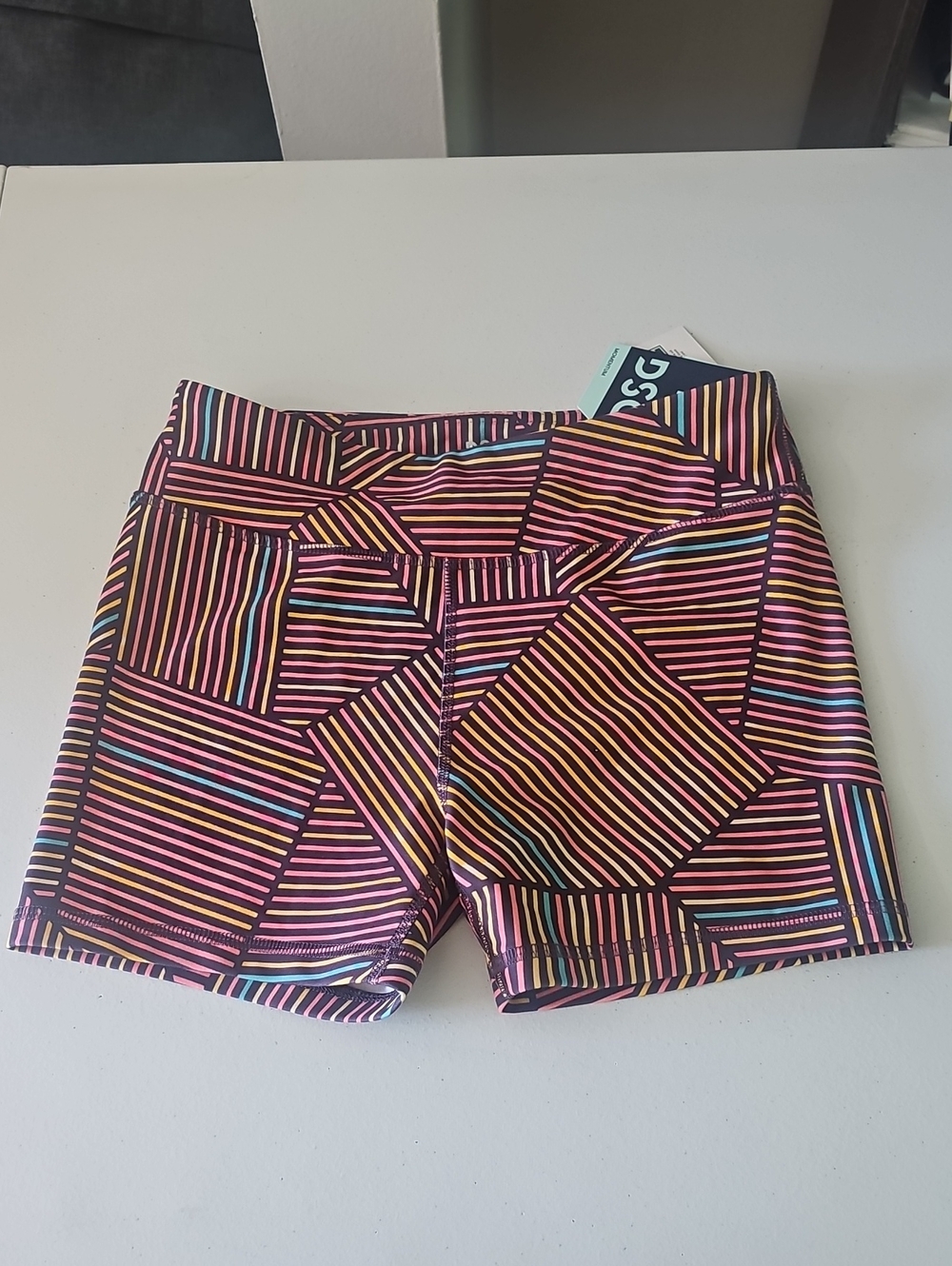 DSG Black Multicolor Striped Bike Shorts